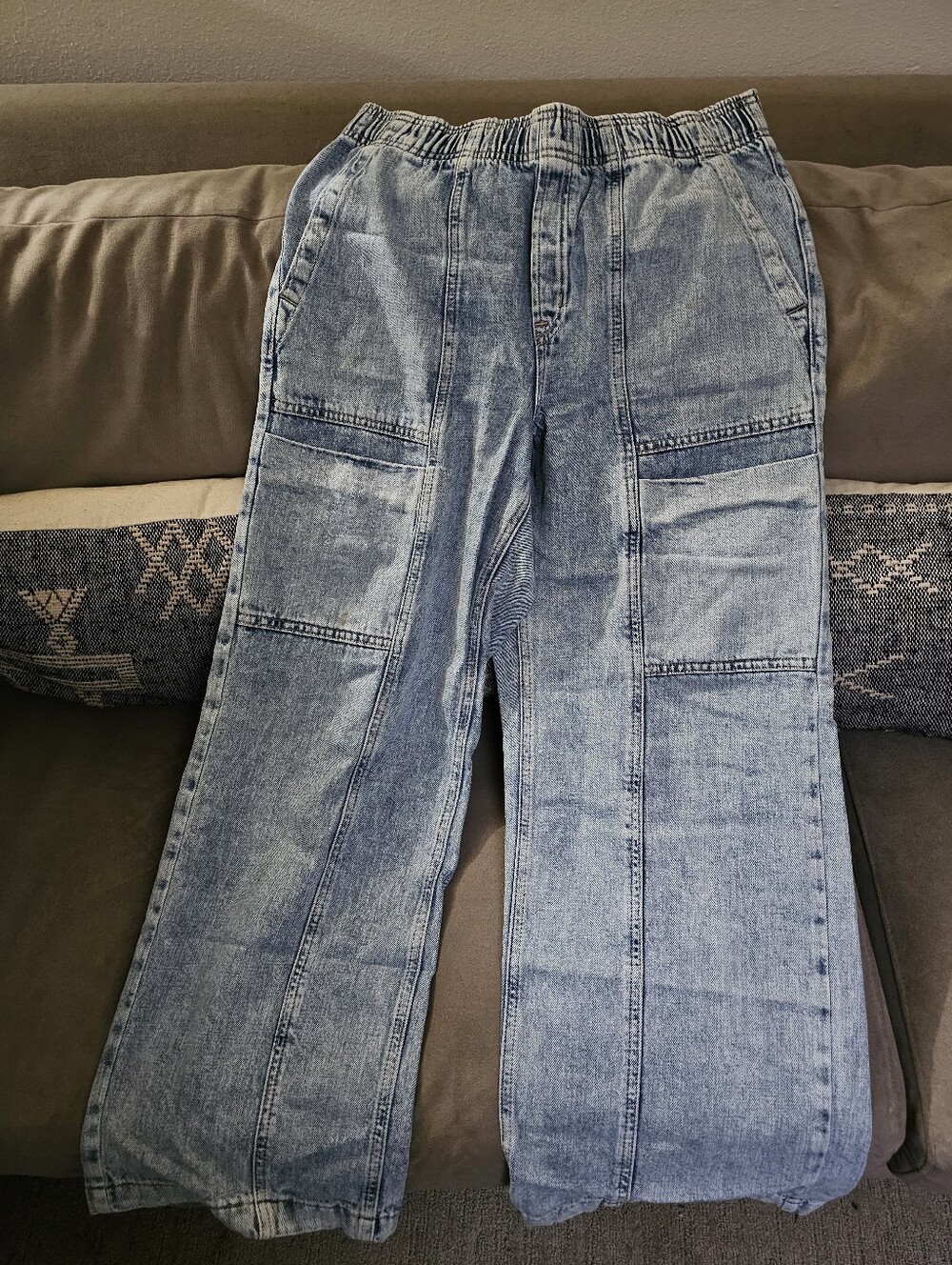 GAP High Rise Wide Leg Pull-on Cargo Jean Sz Medium